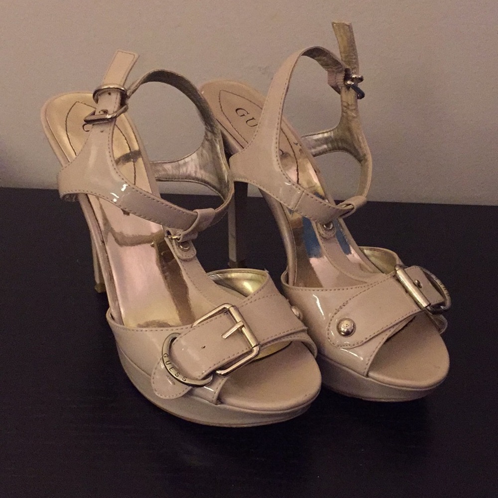 Nude Guess Strappy Heeled Sandals
